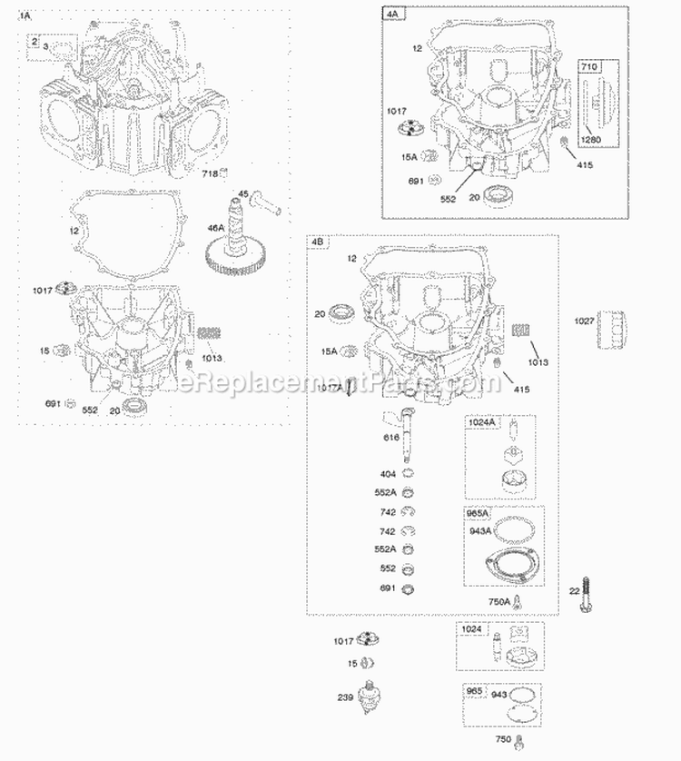 Engine Sump Diagram and Parts List for 406777-0027-B1  Briggs and Stratton Engine